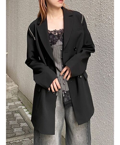 MURUA（ムルーア）の「ジャケットライクZIPミニワンピース（テーラードジャケット・レディース・ブラック/グレー・1/2）」の17枚目の写真