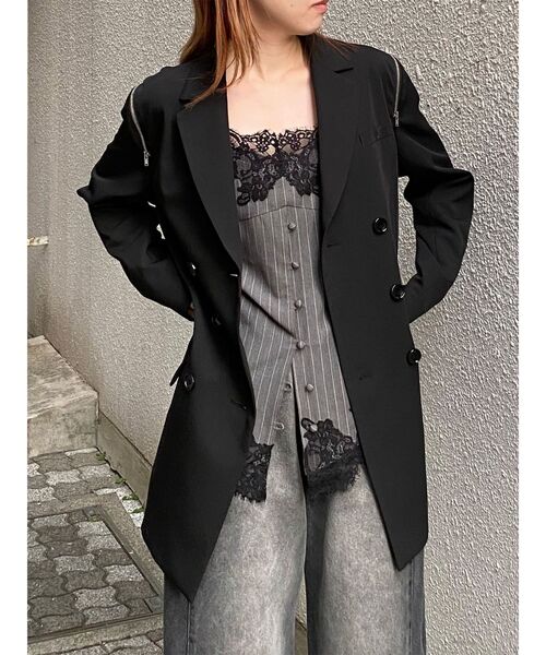 MURUA（ムルーア）の「ジャケットライクZIPミニワンピース（テーラードジャケット・レディース・ブラック/グレー・1/2）」の16枚目の写真