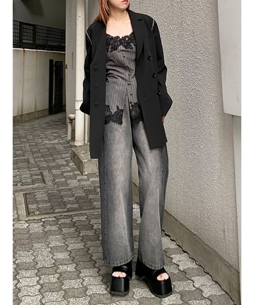 MURUA（ムルーア）の「ジャケットライクZIPミニワンピース（テーラードジャケット・レディース・ブラック/グレー・1/2）」の13枚目の写真