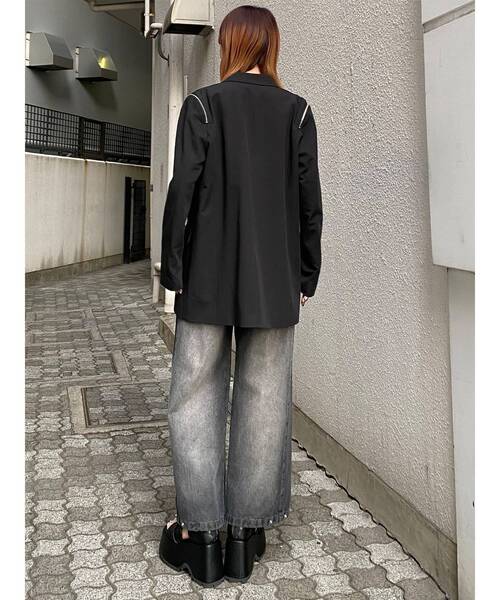 MURUA（ムルーア）の「ジャケットライクZIPミニワンピース（テーラードジャケット・レディース・ブラック/グレー・1/2）」の12枚目の写真