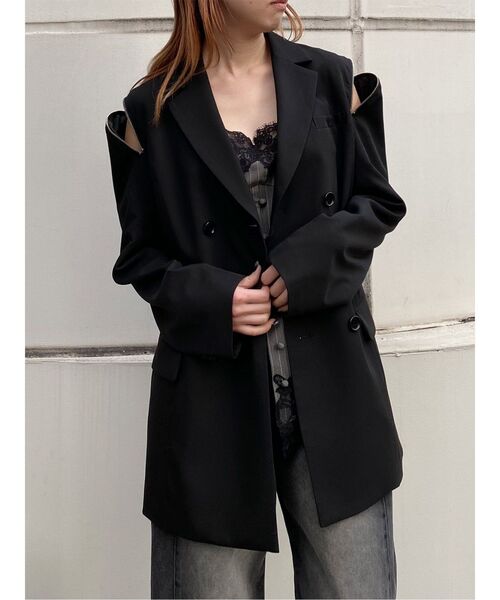 MURUA（ムルーア）の「ジャケットライクZIPミニワンピース（テーラードジャケット・レディース・ブラック/グレー・1/2）」の11枚目の写真