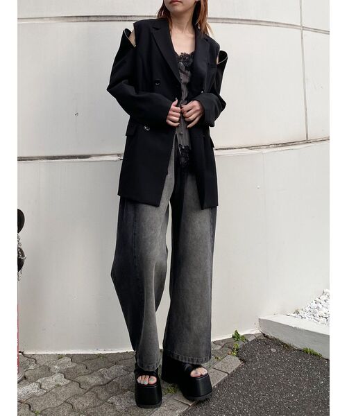 MURUA（ムルーア）の「ジャケットライクZIPミニワンピース（テーラードジャケット・レディース・ブラック/グレー・1/2）」の10枚目の写真