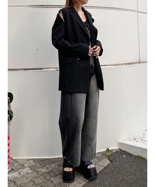 MURUA（ムルーア）の「ジャケットライクZIPミニワンピース（テーラードジャケット・レディース・ブラック/グレー・1/2）」の9枚目の写真