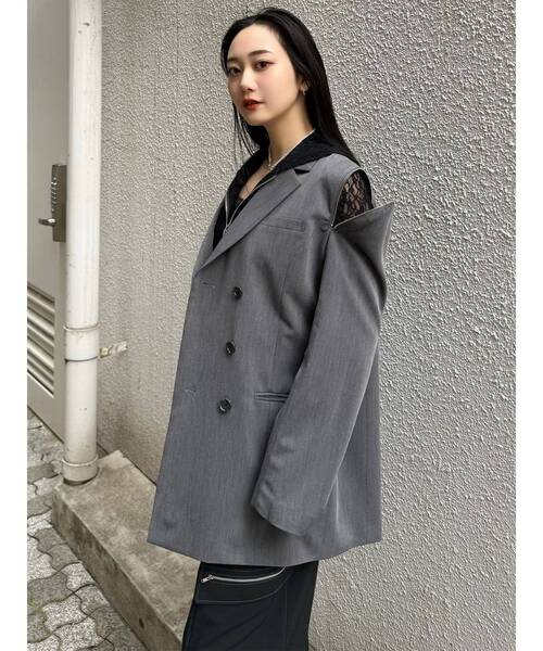 MURUA（ムルーア）の「ジャケットライクZIPミニワンピース（テーラードジャケット・レディース・ブラック/グレー・1/2）」の7枚目の写真