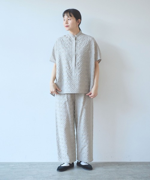 yuni（ユニ　）の「単色刺繍wide pettit pants（その他パンツ・レディース・ブラック/グリーン/ベージュ・FREE）」の4枚目の写真