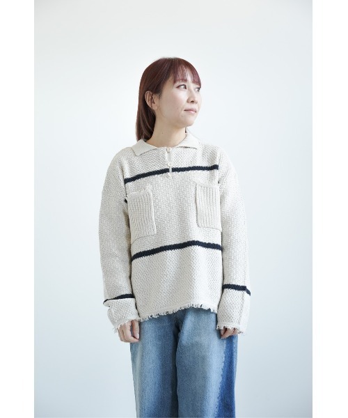 HEART MARKET(ハートマーケット)の「スキッパーかの子ニットプルオーバー(ニット/セーター・レディース・ナチュラル/オレンジ・FREE)」の9枚目の写真