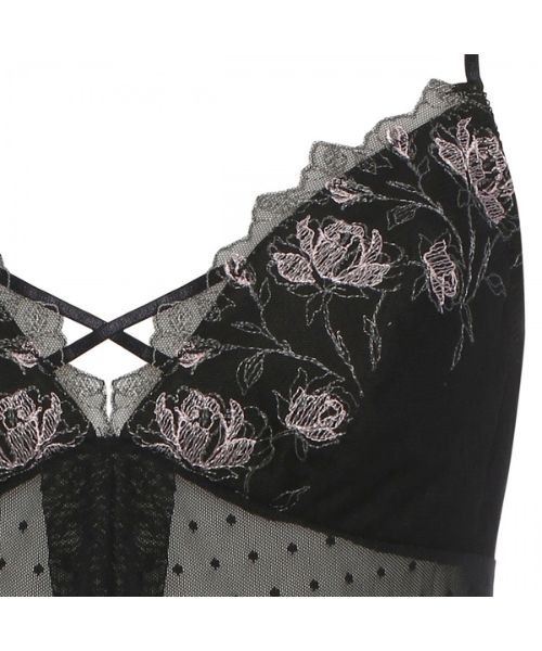 AMOSTYLE BY Triumph(アモスタイルバイトリンプ)の「ロングキャミソール プレイフルローズ AMST1541 L.CAMI JX(その他アンダーウェア/インナー・レディース・ブラック/ワインレッド・L/M)」の5枚目の写真