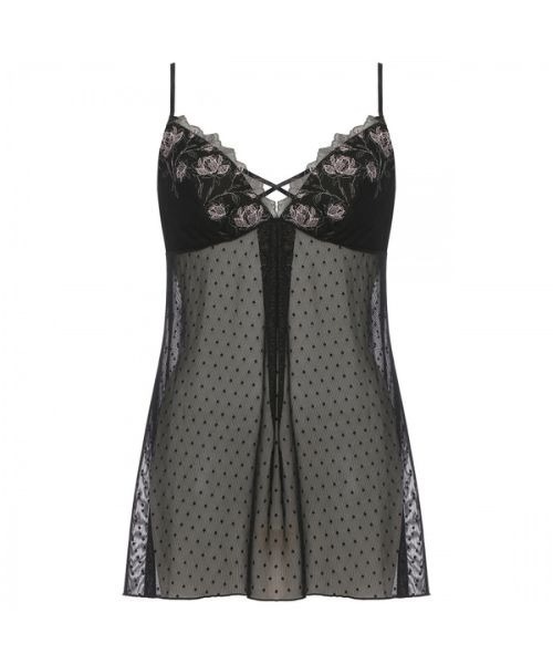 AMOSTYLE BY Triumph(アモスタイルバイトリンプ)の「ロングキャミソール プレイフルローズ AMST1541 L.CAMI JX(その他アンダーウェア/インナー・レディース・ブラック/ワインレッド・L/M)」の4枚目の写真
