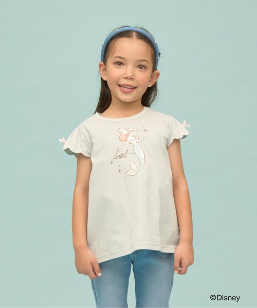 Lycee mine(리세마인)의 「【Disney】【속건・UV・형 무너지지 않는다】스칼랩 슬리브 아소트 전사 프린트 T셔츠(T셔츠/컷소우)」｜민트