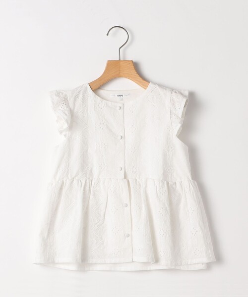 SHIPS(シップス)の「SHIPS KIDS:80~90cm / レース エンブロイダリー ペプラム ブラウス(シャツ/ブラウス・キッズ・ライトブルー/ホワイト・80/90)」の1枚目の写真