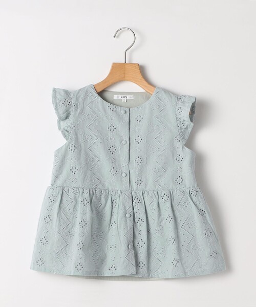 SHIPS(シップス)の「SHIPS KIDS:80~90cm / レース エンブロイダリー ペプラム ブラウス(シャツ/ブラウス・キッズ・ライトブルー/ホワイト・80/90)」の2枚目の写真