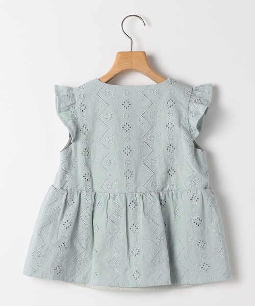 SHIPS(シップス)の「SHIPS KIDS:80~90cm / レース エンブロイダリー ペプラム ブラウス(シャツ/ブラウス・キッズ・ライトブルー/ホワイト・80/90)」の3枚目の写真