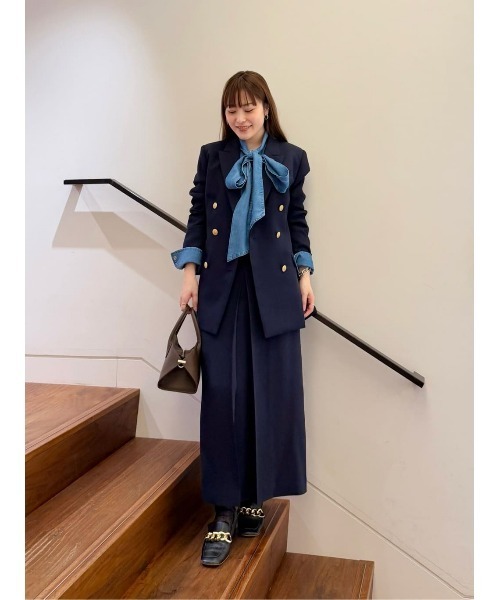 allureville(アルアバイル)の「ボックスプリーツペンシルスカート(スカート・レディース・ネイビー/ベージュ・1/2)」の5枚目の写真