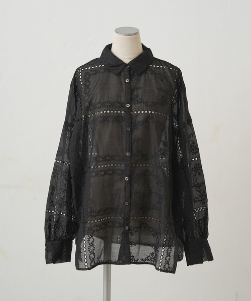 PUAL CE CIN（ピュアルセシン）の「パッチワーク刺繍レースブラウス（シャツ/ブラウス・レディース・オフホワイト/ブラック・FREE）」の8枚目の写真