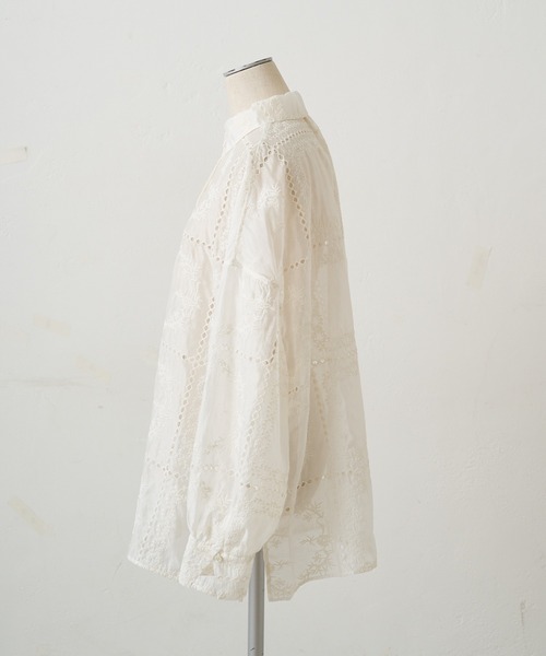 PUAL CE CIN（ピュアルセシン）の「パッチワーク刺繍レースブラウス（シャツ/ブラウス・レディース・オフホワイト/ブラック・FREE）」の10枚目の写真