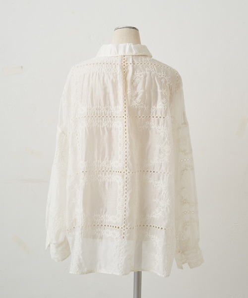 PUAL CE CIN（ピュアルセシン）の「パッチワーク刺繍レースブラウス（シャツ/ブラウス・レディース・オフホワイト/ブラック・FREE）」の11枚目の写真
