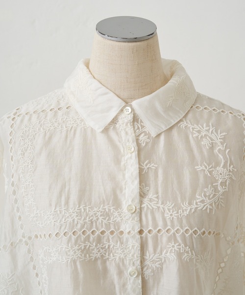 PUAL CE CIN（ピュアルセシン）の「パッチワーク刺繍レースブラウス（シャツ/ブラウス・レディース・オフホワイト/ブラック・FREE）」の12枚目の写真