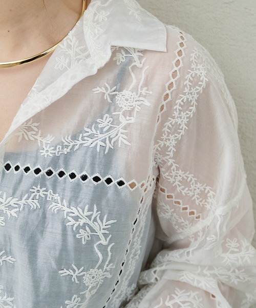 PUAL CE CIN（ピュアルセシン）の「パッチワーク刺繍レースブラウス（シャツ/ブラウス・レディース・オフホワイト/ブラック・FREE）」の20枚目の写真