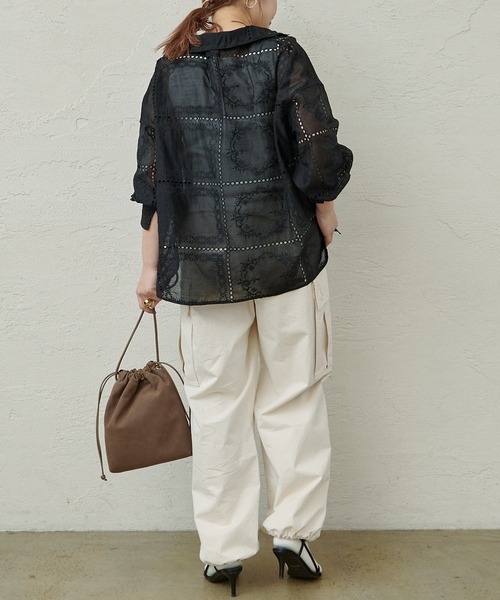 PUAL CE CIN（ピュアルセシン）の「パッチワーク刺繍レースブラウス（シャツ/ブラウス・レディース・オフホワイト/ブラック・FREE）」の7枚目の写真