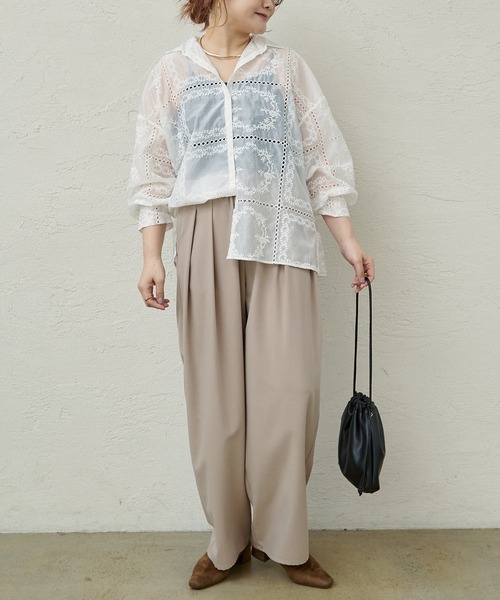 PUAL CE CIN（ピュアルセシン）の「パッチワーク刺繍レースブラウス（シャツ/ブラウス・レディース・オフホワイト/ブラック・FREE）」の21枚目の写真