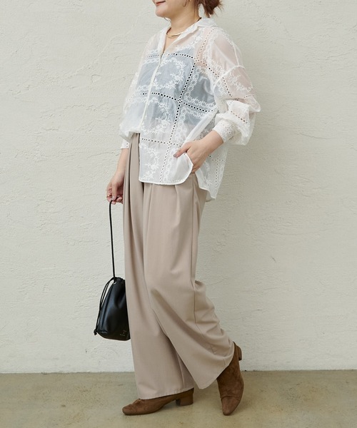 PUAL CE CIN（ピュアルセシン）の「パッチワーク刺繍レースブラウス（シャツ/ブラウス・レディース・オフホワイト/ブラック・FREE）」の22枚目の写真