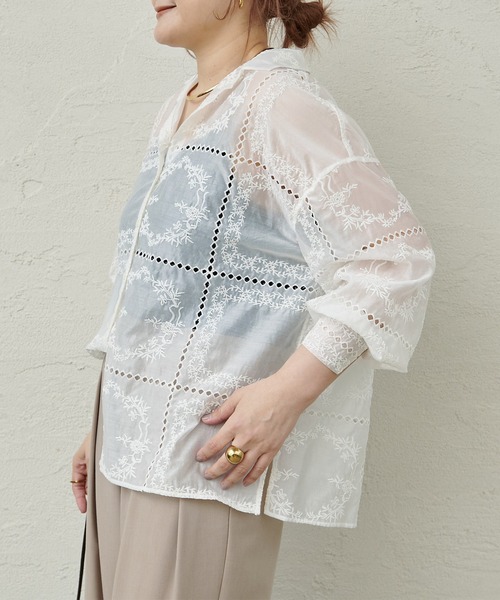 PUAL CE CIN（ピュアルセシン）の「パッチワーク刺繍レースブラウス（シャツ/ブラウス・レディース・オフホワイト/ブラック・FREE）」の17枚目の写真