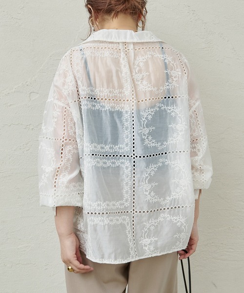 PUAL CE CIN（ピュアルセシン）の「パッチワーク刺繍レースブラウス（シャツ/ブラウス・レディース・オフホワイト/ブラック・FREE）」の18枚目の写真
