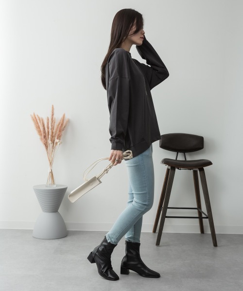 aity(アイティ)の「M-5L コットンゆったりロングスリーブカットソー 夏服(Tシャツ/カットソー・レディース・ブラック/オフホワイト/チャコールグレー/ミント/杢グレー・4L~5L/LL~3L/M~L)」の21枚目の写真