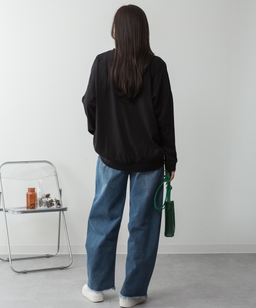 aity(アイティ)の「M-5L コットンゆったりロングスリーブカットソー 夏服(Tシャツ/カットソー・レディース・ブラック/オフホワイト/チャコールグレー/ミント/杢グレー・4L~5L/LL~3L/M~L)」の14枚目の写真