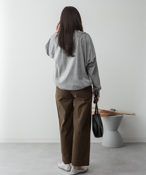 aity(アイティ)の「M-5L コットンゆったりロングスリーブカットソー 夏服(Tシャツ/カットソー・レディース・ブラック/オフホワイト/チャコールグレー/ミント/杢グレー・4L~5L/LL~3L/M~L)」の10枚目の写真