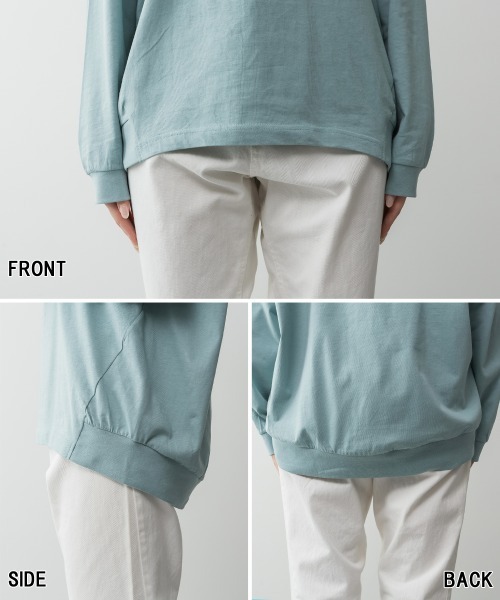 aity(アイティ)の「M-5L コットンゆったりロングスリーブカットソー 夏服(Tシャツ/カットソー・レディース・ブラック/オフホワイト/チャコールグレー/ミント/杢グレー・4L~5L/LL~3L/M~L)」の6枚目の写真