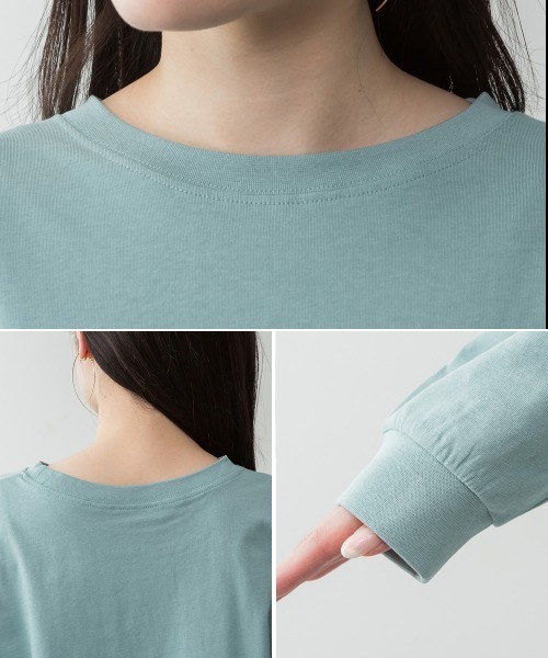 aity(アイティ)の「M-5L コットンゆったりロングスリーブカットソー 夏服(Tシャツ/カットソー・レディース・ブラック/オフホワイト/チャコールグレー/ミント/杢グレー・4L~5L/LL~3L/M~L)」の7枚目の写真
