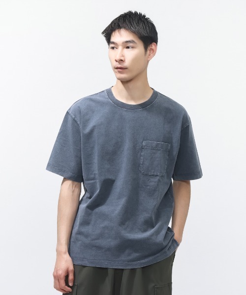 TIGORA(ティゴラ)の「ティゴラ TIGORA ウォッシュコットンTシャツ(Tシャツ/カットソー・メンズ・ダークグレー/ダークブルー・3L/LL/L/M/S)」の2枚目の写真