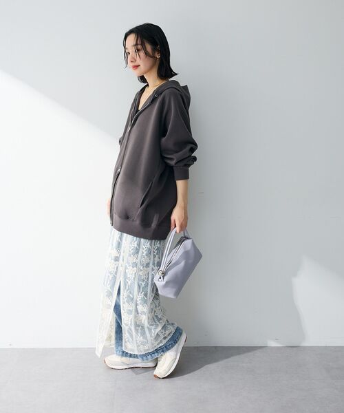 Green　Parks（グリーンパークス）の「Bigサイズパーカー（スウェット・レディース・ホワイト系その他2/チャコールグレー/杢グレー・FREE）」の5枚目の写真