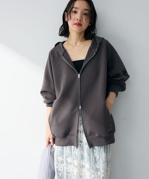 Green　Parks（グリーンパークス）の「Bigサイズパーカー（スウェット・レディース・ホワイト系その他2/チャコールグレー/杢グレー・FREE）」の7枚目の写真