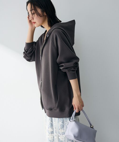 Green　Parks（グリーンパークス）の「Bigサイズパーカー（スウェット・レディース・ホワイト系その他2/チャコールグレー/杢グレー・FREE）」の8枚目の写真