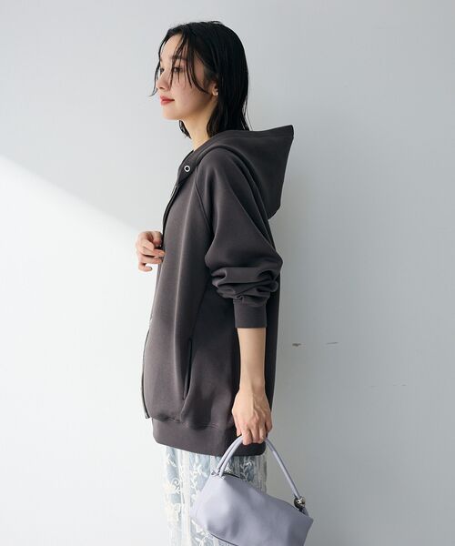 Green　Parks（グリーンパークス）の「Bigサイズパーカー（スウェット・レディース・ホワイト系その他2/チャコールグレー/杢グレー・FREE）」の9枚目の写真