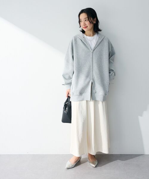 Green　Parks（グリーンパークス）の「Bigサイズパーカー（スウェット・レディース・ホワイト系その他2/チャコールグレー/杢グレー・FREE）」の11枚目の写真