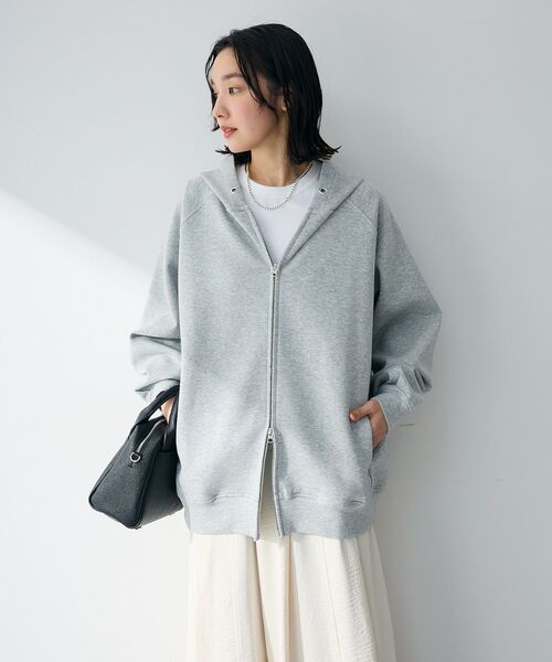 Green　Parks（グリーンパークス）の「Bigサイズパーカー（スウェット・レディース・ホワイト系その他2/チャコールグレー/杢グレー・FREE）」の15枚目の写真