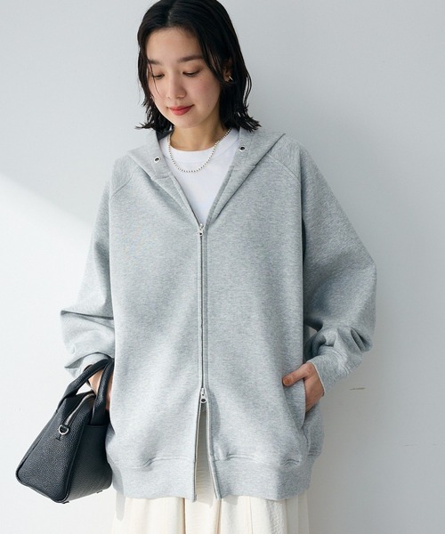 Green　Parks（グリーンパークス）の「Bigサイズパーカー（スウェット・レディース・ホワイト系その他2/チャコールグレー/杢グレー・FREE）」の3枚目の写真