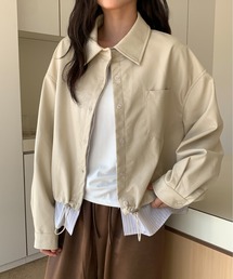 シャツドッキング風フェイクレザーブルゾン 冬服