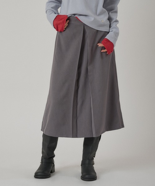セール】pinstripe tuck skirt / ピンストライプタックスカート
