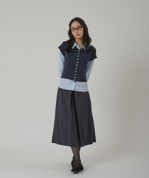 MUHET（ミュエータ）の「pinstripe tuck skirt / ピンストライプタックスカート（スカート・レディース・グレー/ネイビー・LARGE/MEDIUM）」の15枚目の写真