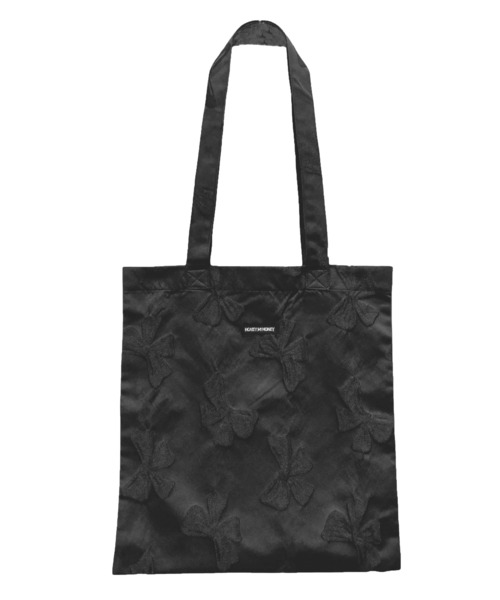 HONEY MI HONEY（ハニーミーハニー）の「ribbon jacquard tote bag（トートバッグ・レディース・チャコールグレー/オフホワイト/ブラック・FREE）」の3枚目の写真
