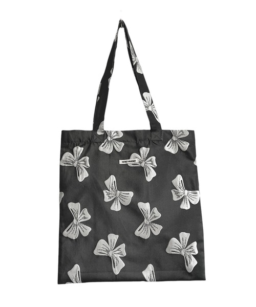 HONEY MI HONEY（ハニーミーハニー）の「ribbon jacquard tote bag（トートバッグ・レディース・チャコールグレー/オフホワイト/ブラック・FREE）」の17枚目の写真