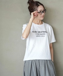 パフ天竺 裾リブベーシックプリントT ステンシルSLM