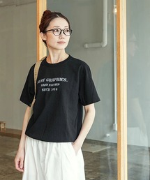 パフ天竺 裾リブベーシックプリントT ステンシルSLM