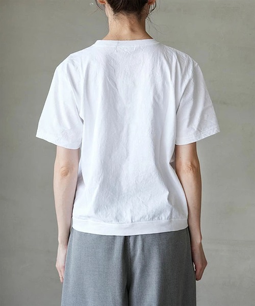 SOLAMONAT(ソラモナ)の「パフ天竺 裾リブベーシックプリントT ステンシルSLM(Tシャツ/カットソー・レディース・ブラック/ホワイト/杢グレー・FREE)」の13枚目の写真