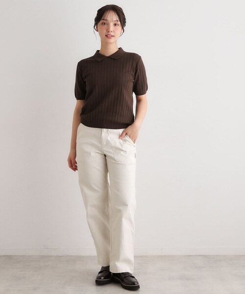 LAURA ASHLEY(ローラアシュレイ)の「【洗える/アイレット入り】衿付きプルオーバーニット(ニット/セーター・レディース・チョコ/オフホワイト/サックスブルー・38/40)」の9枚目の写真
