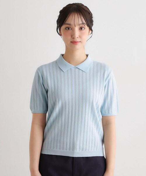 LAURA ASHLEY(ローラアシュレイ)の「【洗える/アイレット入り】衿付きプルオーバーニット(ニット/セーター・レディース・チョコ/オフホワイト/サックスブルー・38/40)」の16枚目の写真
